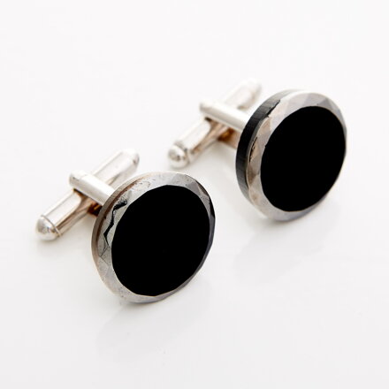 Stříbrné manžetové knoflíčky YABLOGLASS - Black Onyx