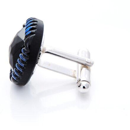 Silver cufflinks YABLOGLASS - Black and Blue