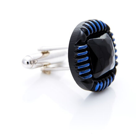 Silver cufflinks YABLOGLASS - Black and Blue