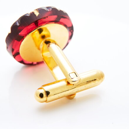 Unisex cufflinks Ruby red glass with gold plated fashion jewelry closing