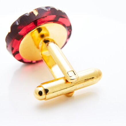Gold cufflinks YABLOGLASS - Ruby red with metal strass