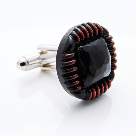 Cufflinks YABLOGLASS - Black with red seam