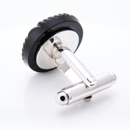 Silver cufflinks YABLOGLASS - Black with silver edge
