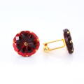 Gold cufflinks YABLOGLASS - Ruby red with metal strass