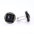 Silver cufflinks YABLOGLASS - Black with silver zebra