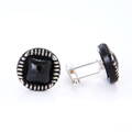 Silver cufflinks YABLOGLASS - Black with silver edge